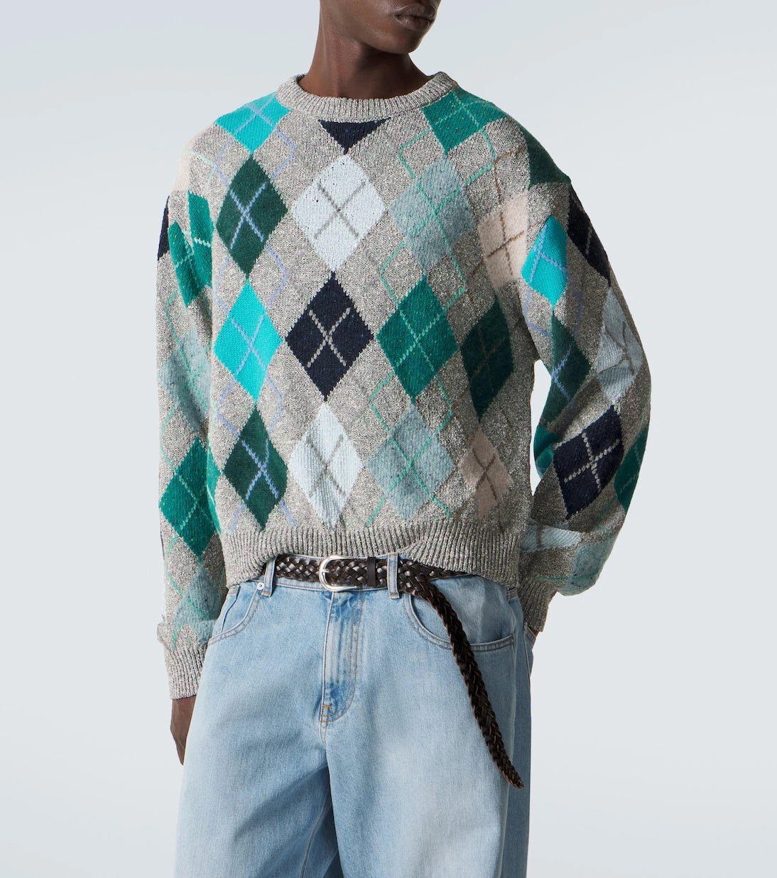 ERL - Argyle wool and cotton-blend sweater