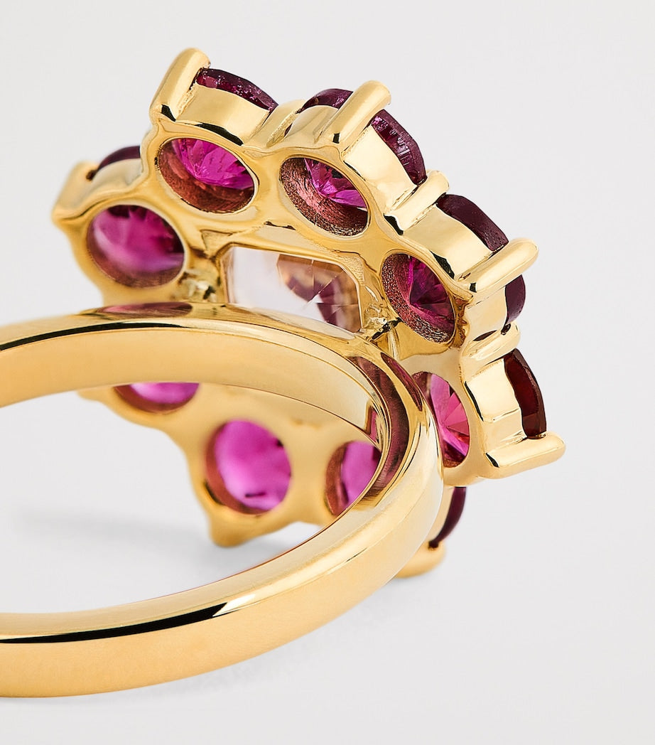 Jennifer Meyer Yellow Gold and Rubellite Flower Ring