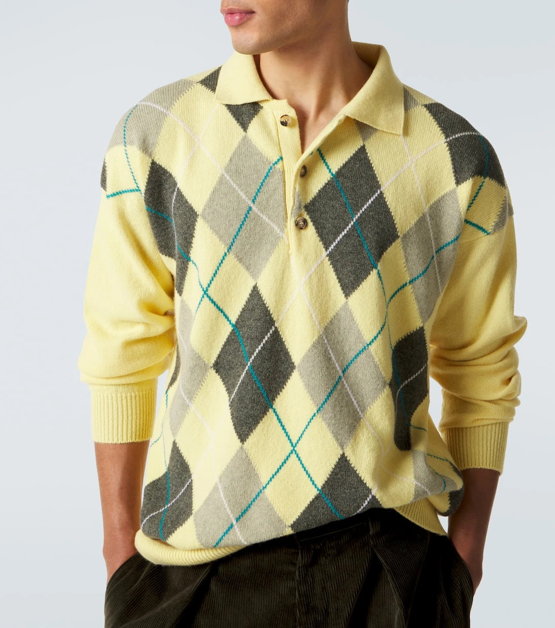 JW Anderson - Argyle wool polo sweater