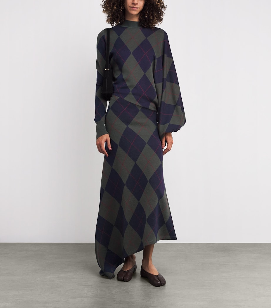 A.W.A.K.E Mode Multi Merino Wool Argyle Maxi Dress
