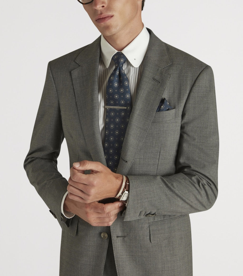 Dunhill Grey Wool-Cashmere Bourdon Blazer