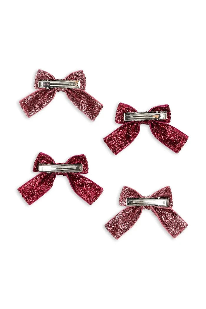 Konges Sløjd GLITTER BOW HAIR CLIPS (4 adet) Çocuk Saç Tokası
