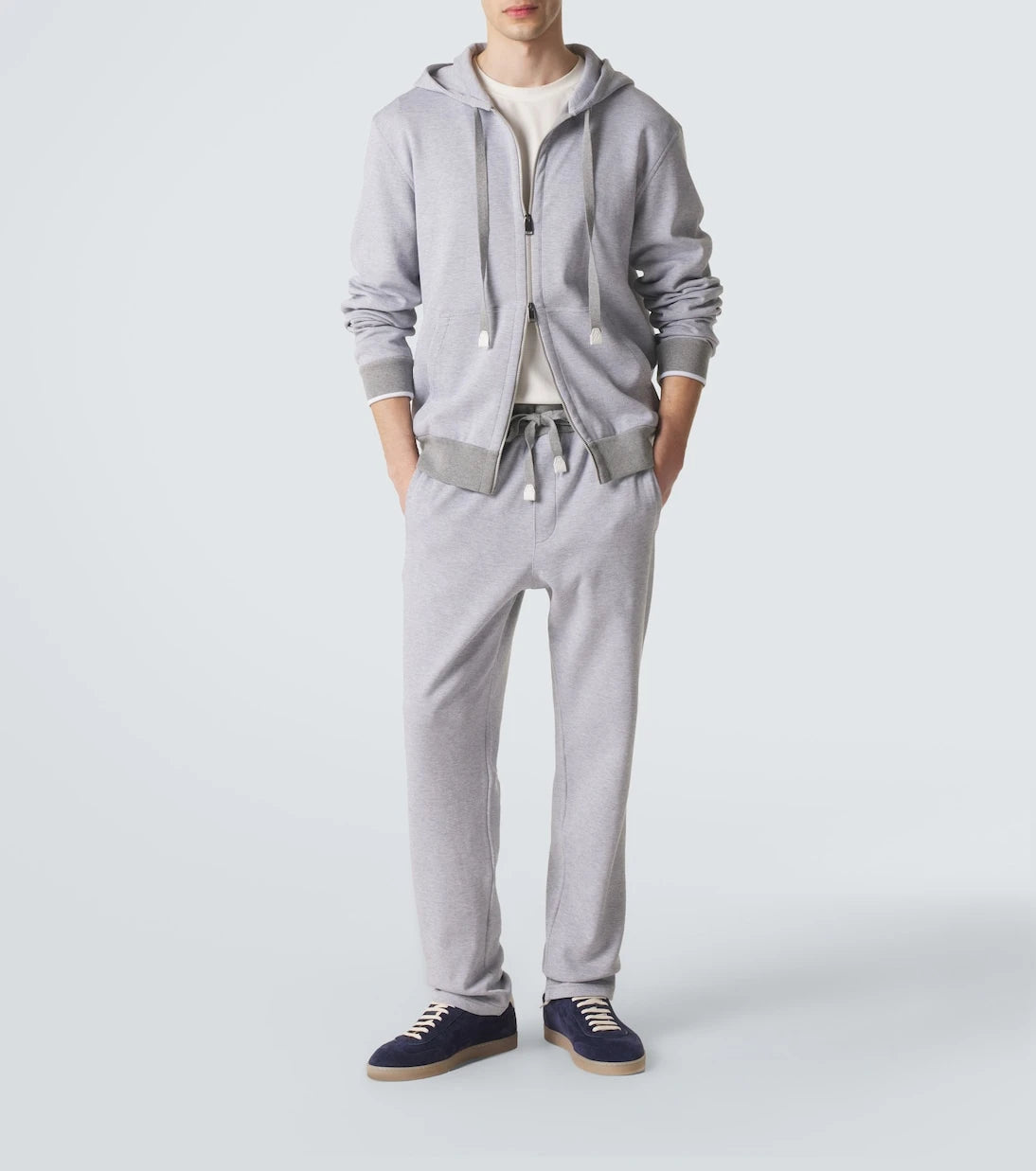 Brioni - Cotton-blend zip-up hoodie