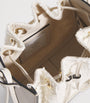 White Leather-Tweed Drawstring Bucket Bag