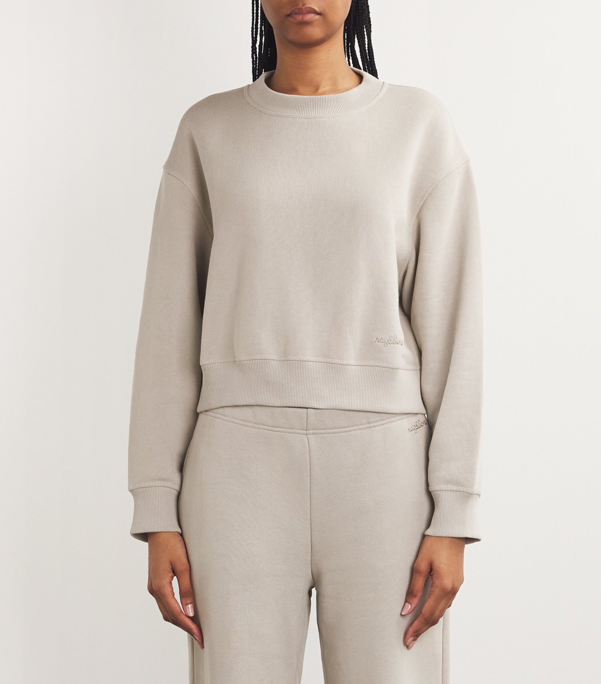 Rag & Bone Beige Terry Cloth Cropped Sweatshirt