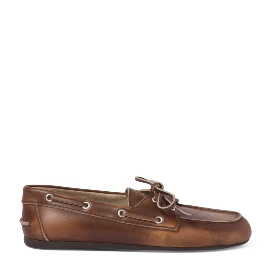 Brown Bleached Leather Loafers