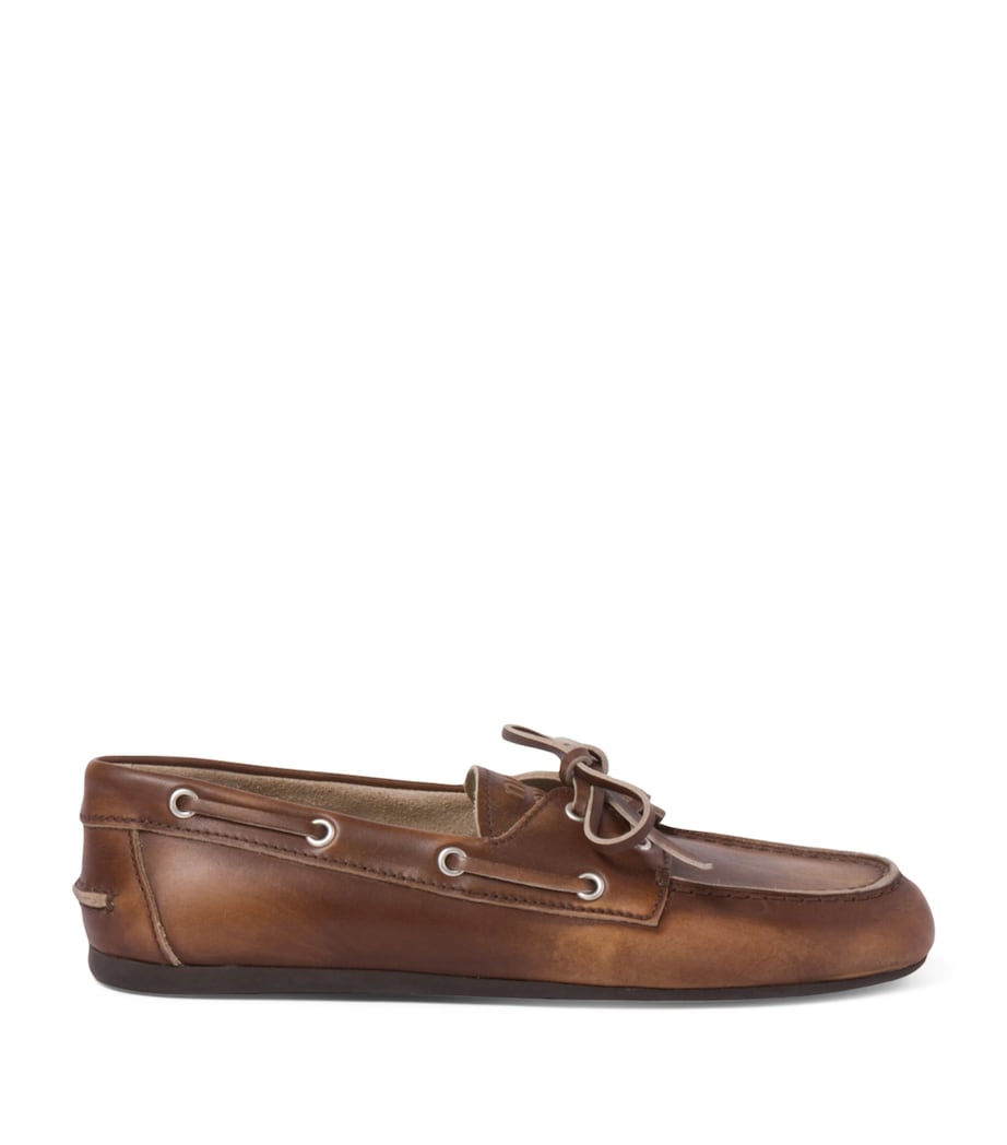 Brown Bleached Leather Loafers