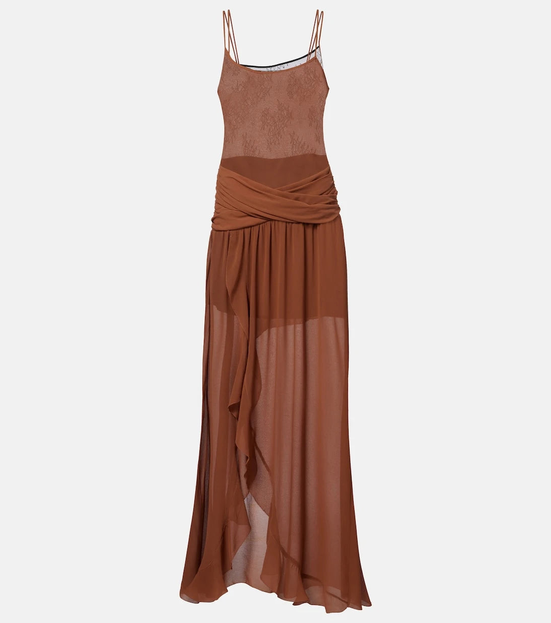 Jacques Wei - Draped ruffled maxi dress