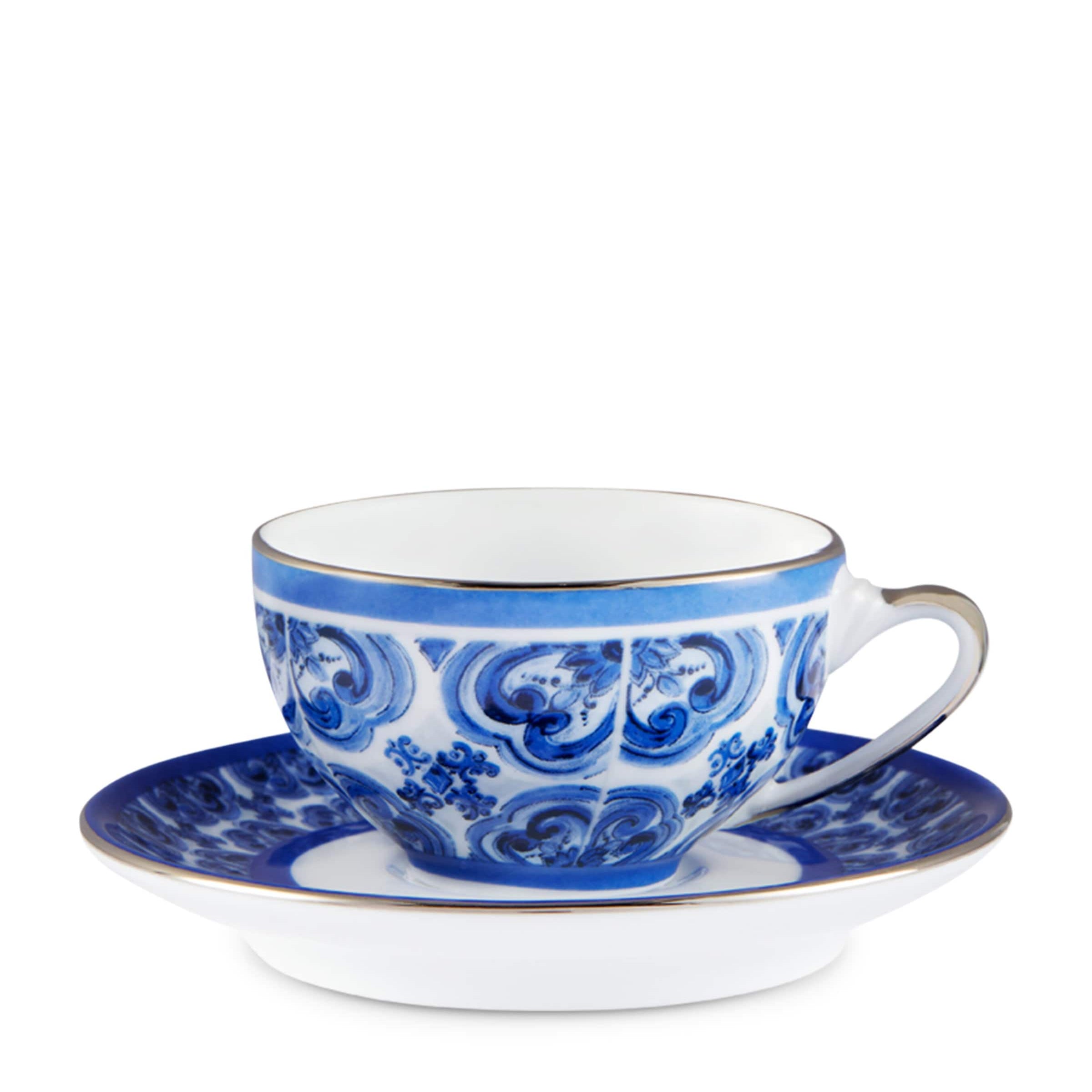 Majolica Coffee Cup and Saucer