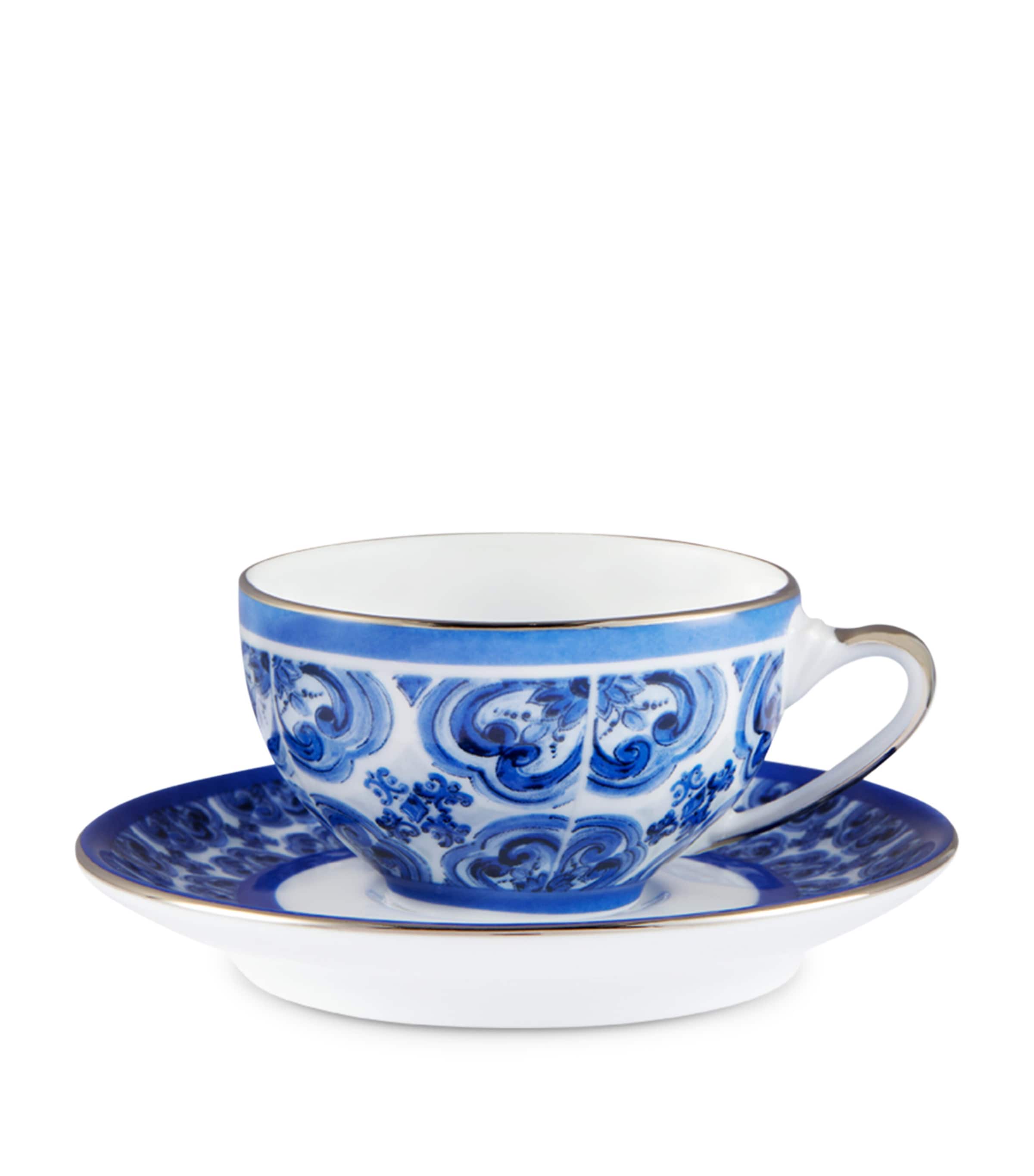 Majolica Coffee Cup and Saucer