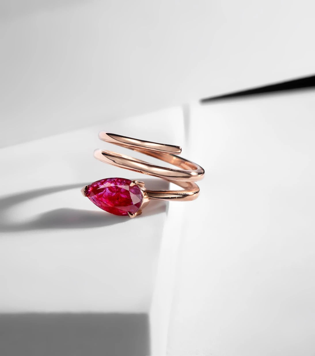 Shay Jewelry - Ruby Pear 18kt rose gold ring with ruby