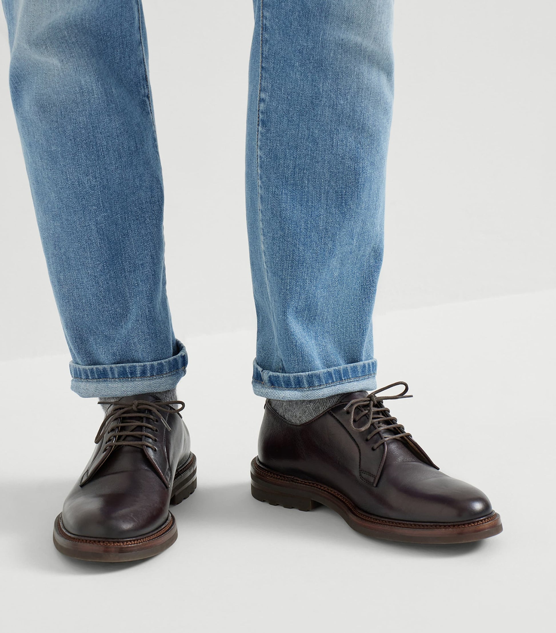 Brunello Cucinelli Burnished Calfskin Derby Shoes