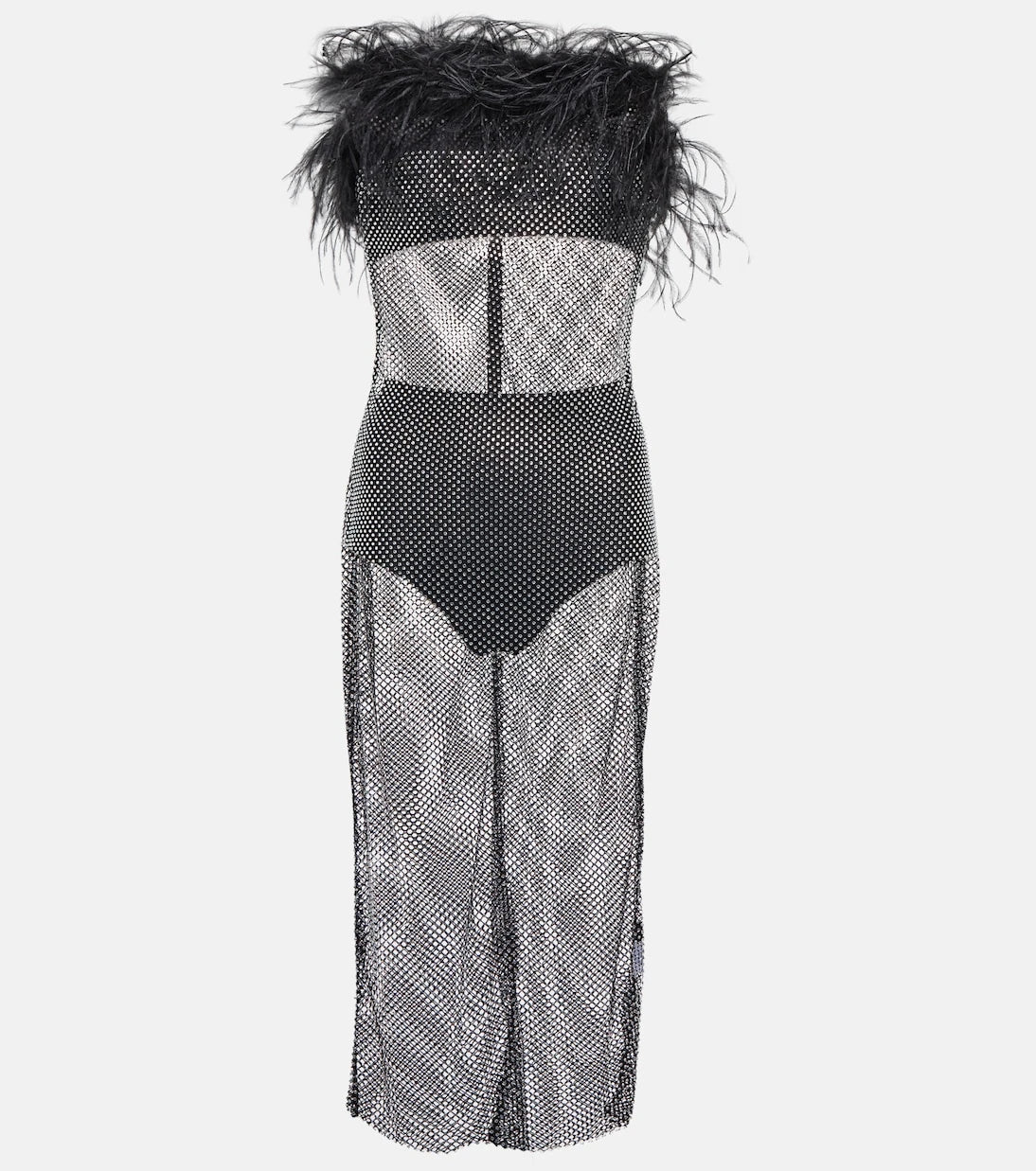 Giuseppe di Morabito - Feather-trimmed embellished midi dress