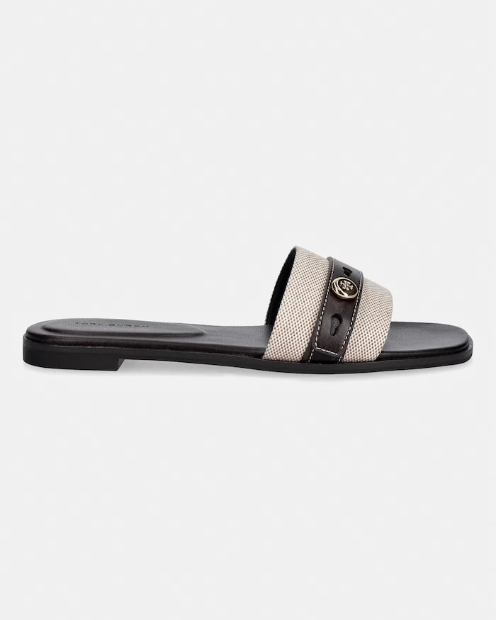 Tory Burch düz tabanlı kadın terlikleri Romy Slide