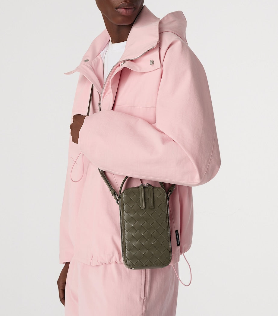 Bottega Veneta Intrecciato Leather Getaway Phone Pouch
