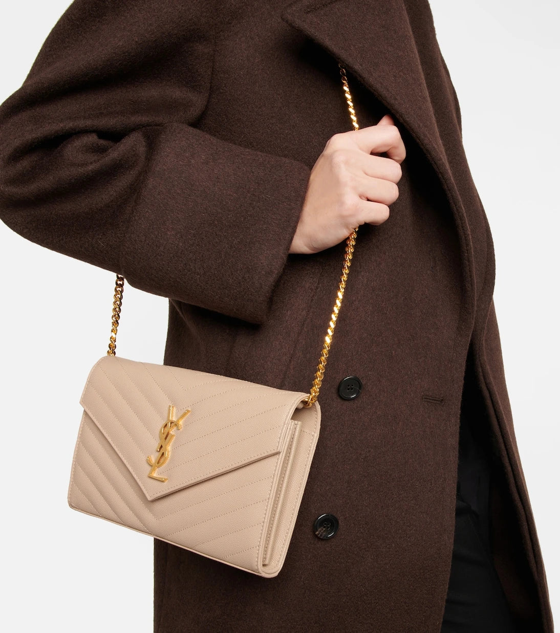 Saint Laurent - Cassandre matelassé leather wallet on chain