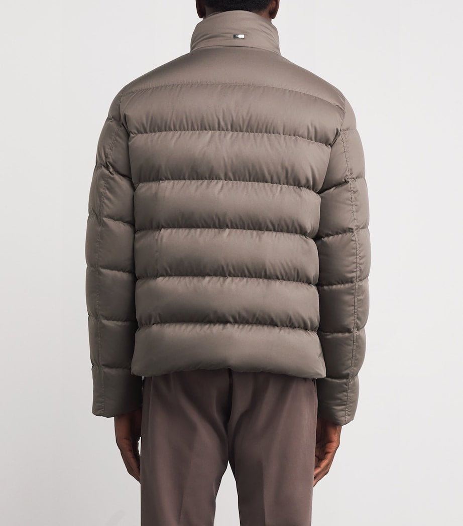 Brown Down Bomber Jacket