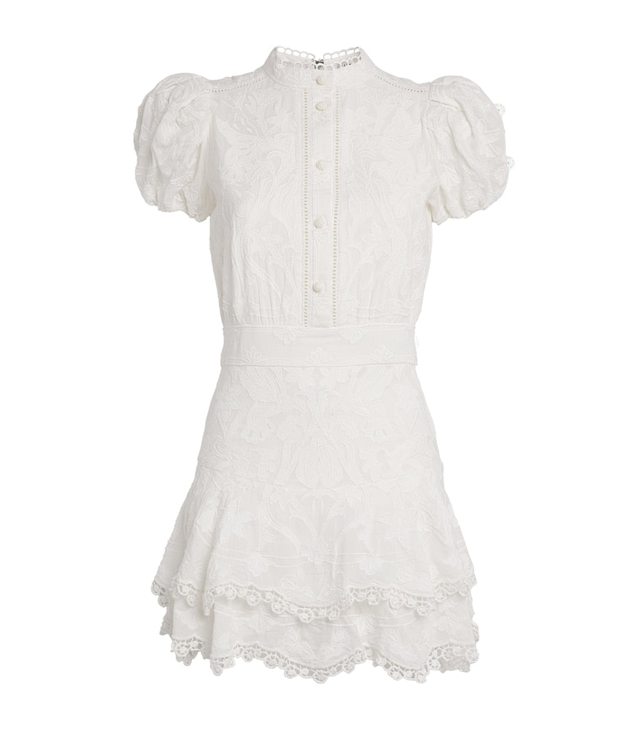 Alice+Olivia White Cotton Loryn Mini Dress