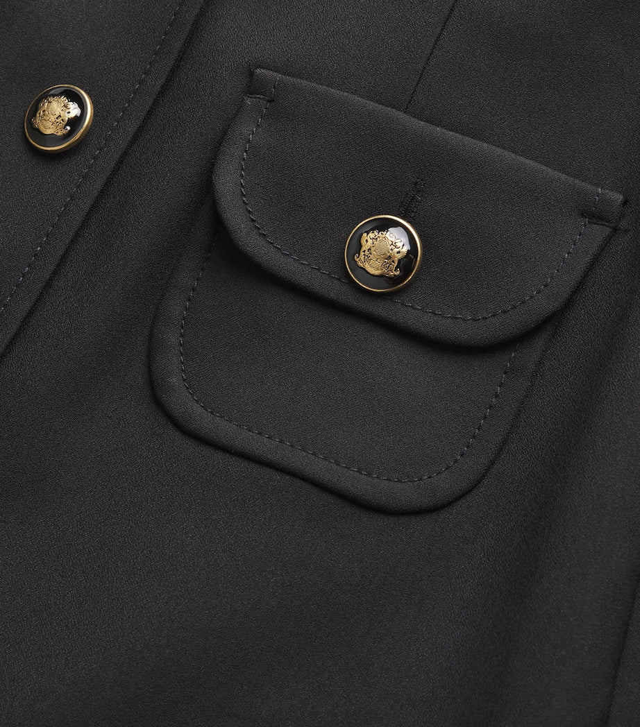 Black Buttoned Midi Skirt