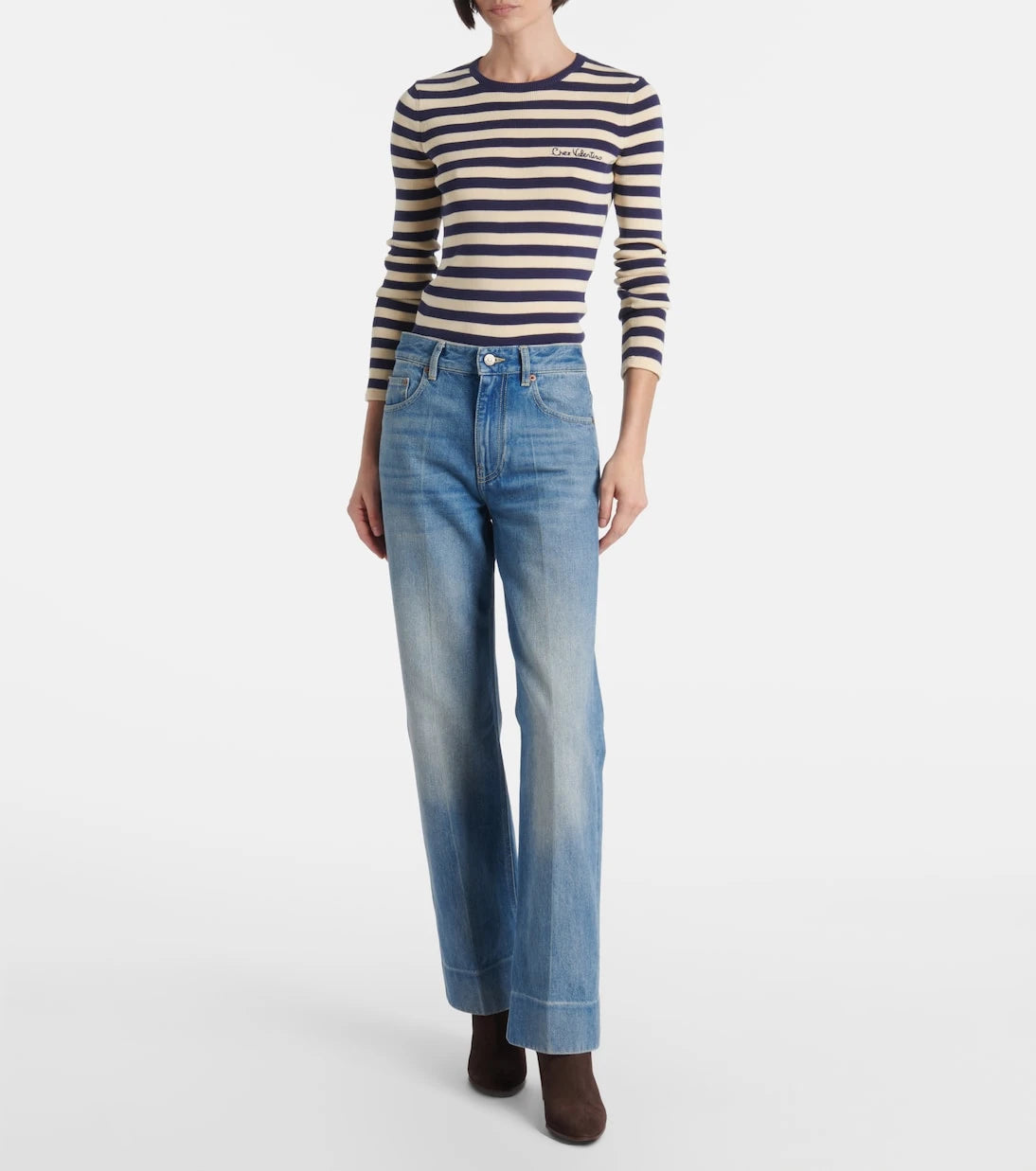 Valentino - Faded wide-leg jeans