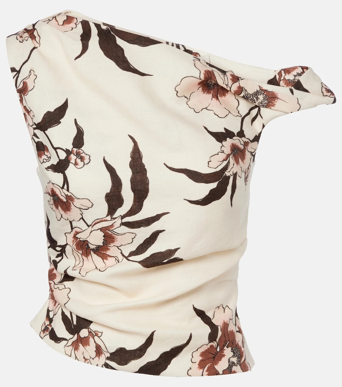 SIR - Floral asymmetric linen top