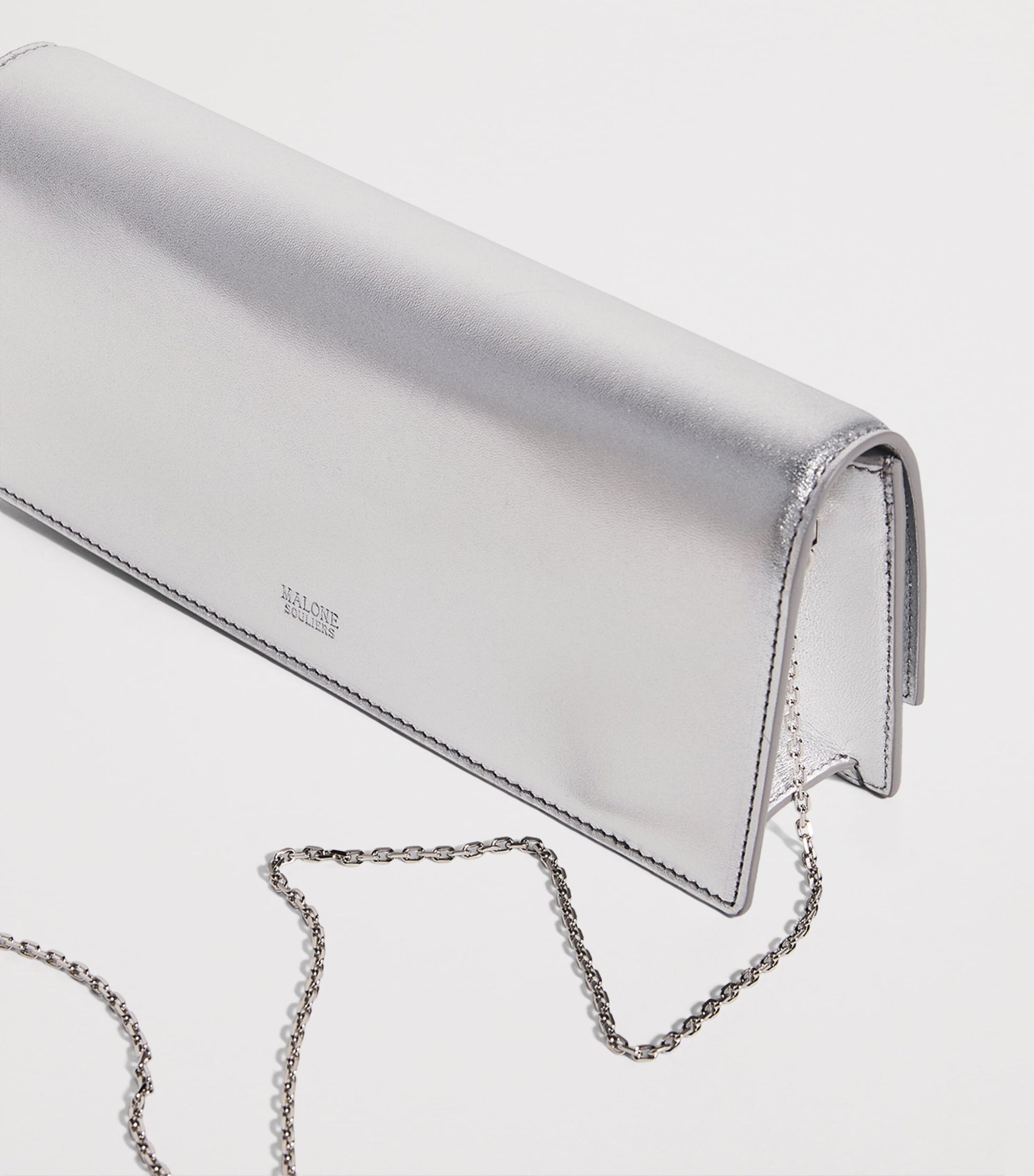 Malone Souliers Silver Leather Vivien Clutch Bag
