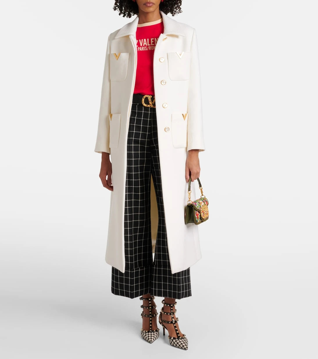 Valentino Garavani - Rockstud 65 leather-trimmed tweed pumps