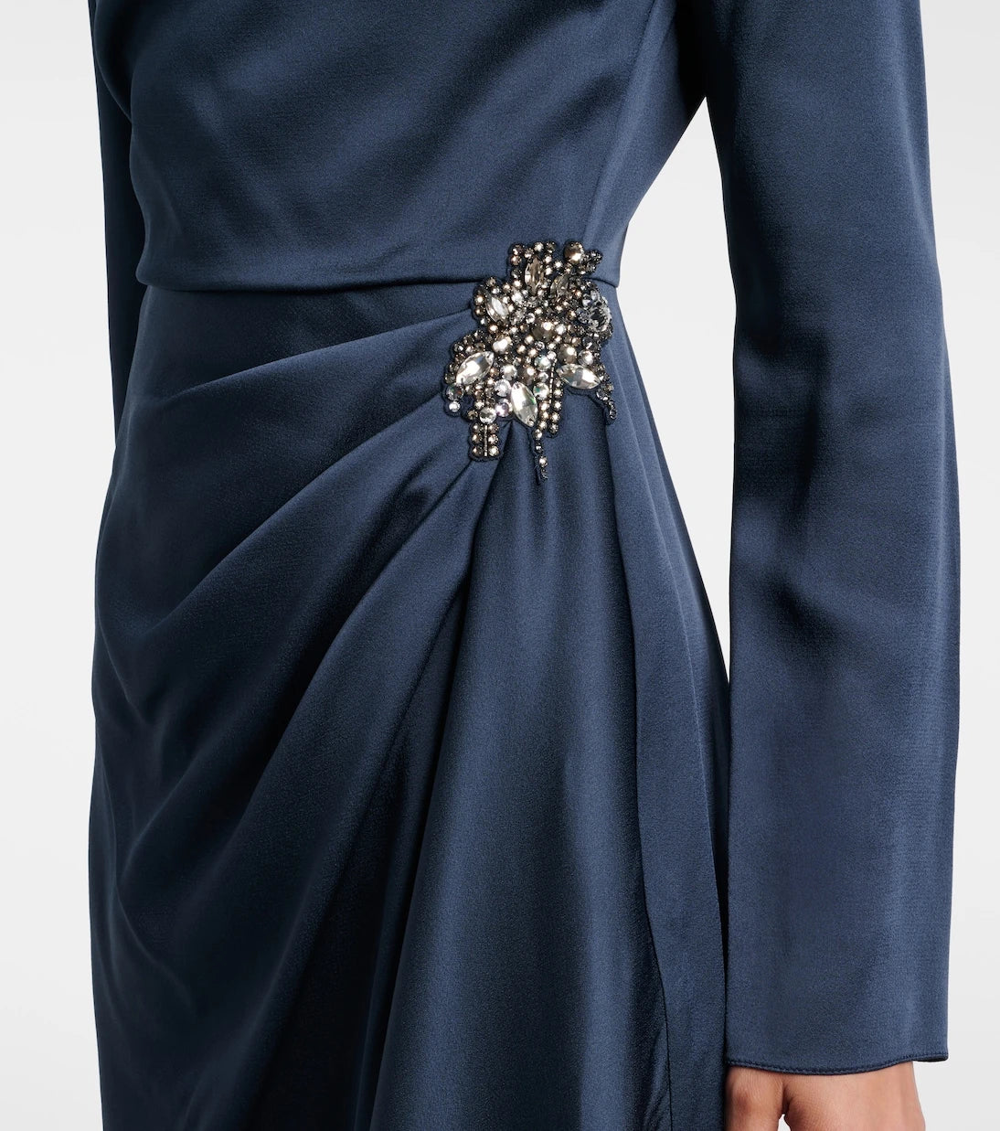 Erdem - Crystal-embellished satin cady cocktail dress