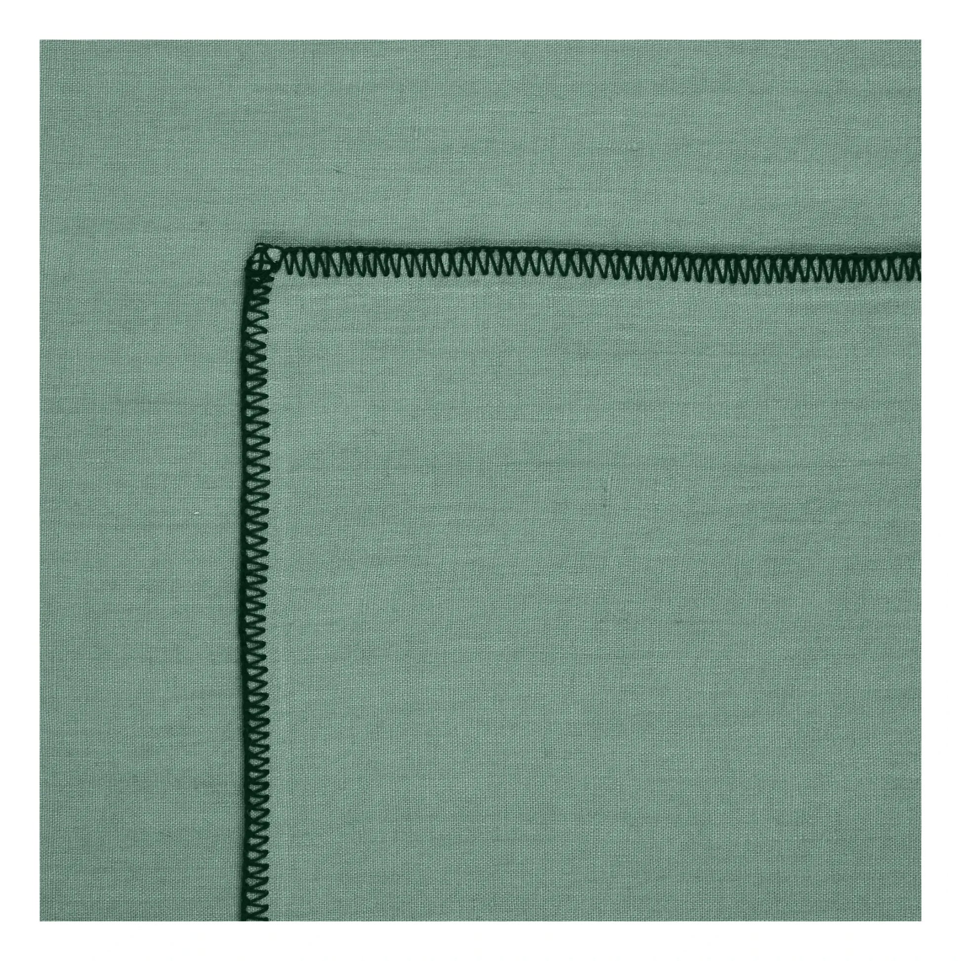 Communauté de biens - Oversewn washed linen tablecloth | Sage