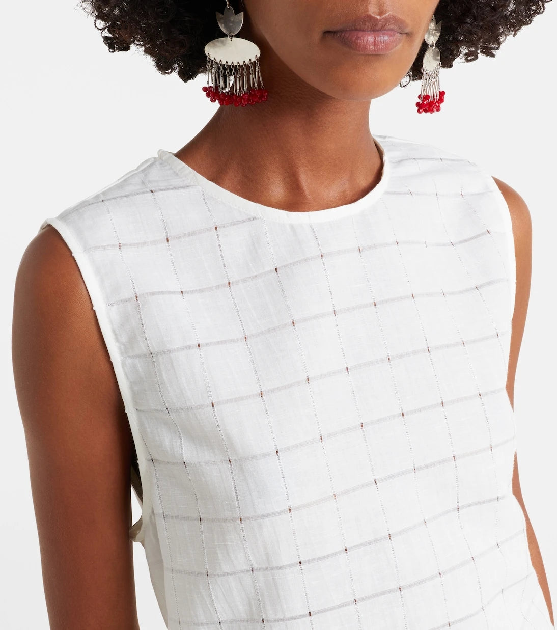 Asceno - Sintra checked linen and cotton minidress