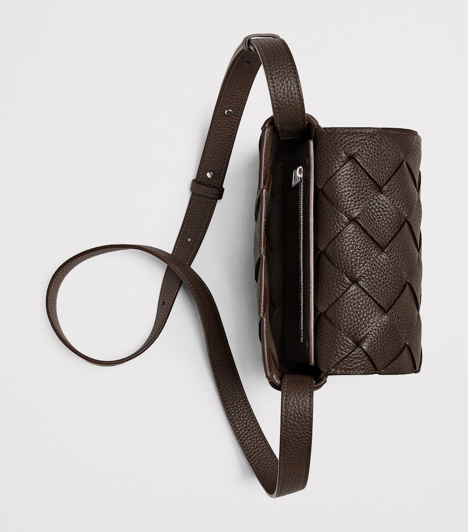 Bottega Veneta Leather Intrecciato Diago Cross-Body Bag