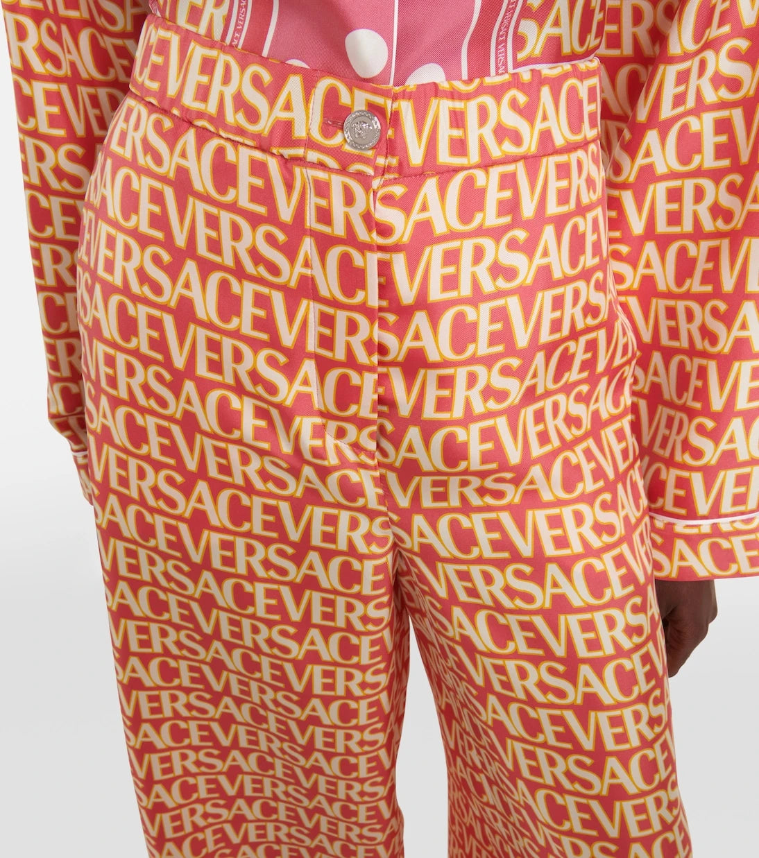 Versace - Logo wide-leg silk pants