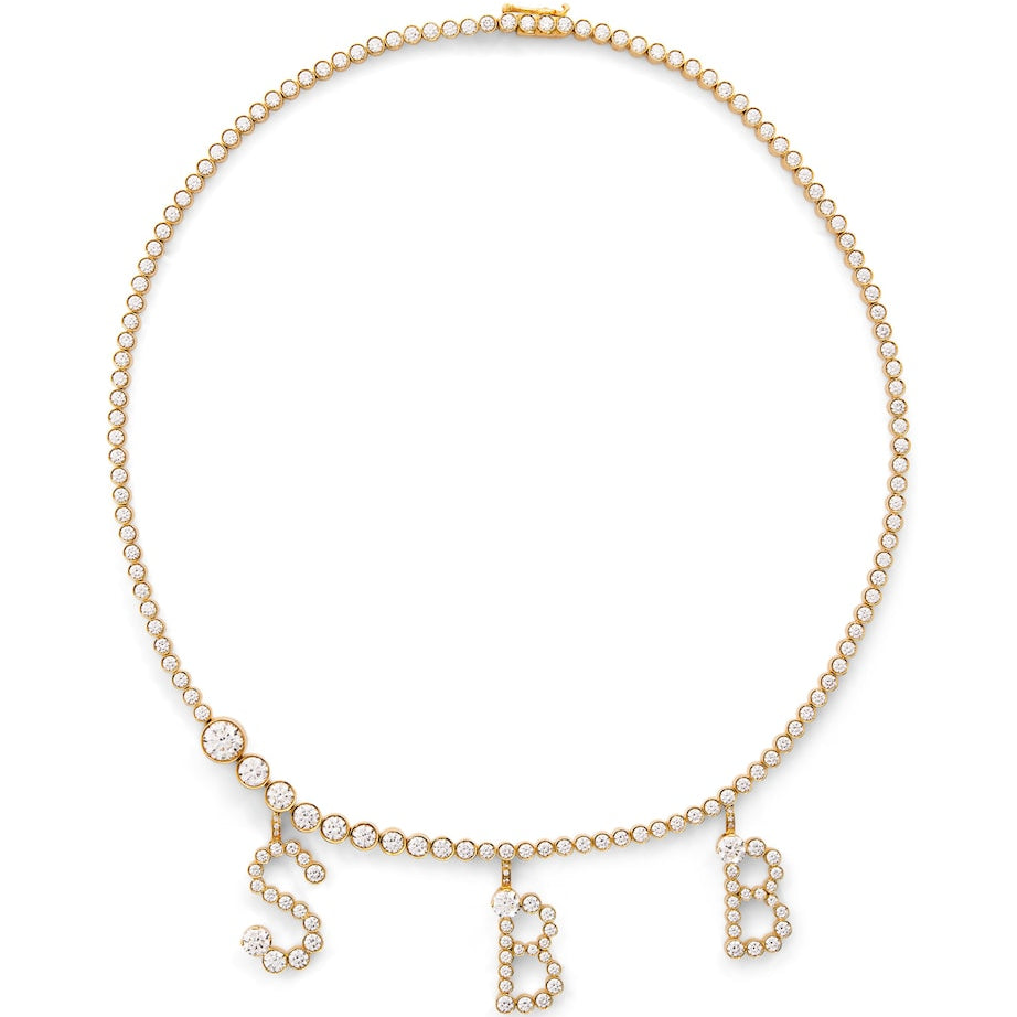 Yellow Gold and Diamond Collier de Lettre Royale Necklace