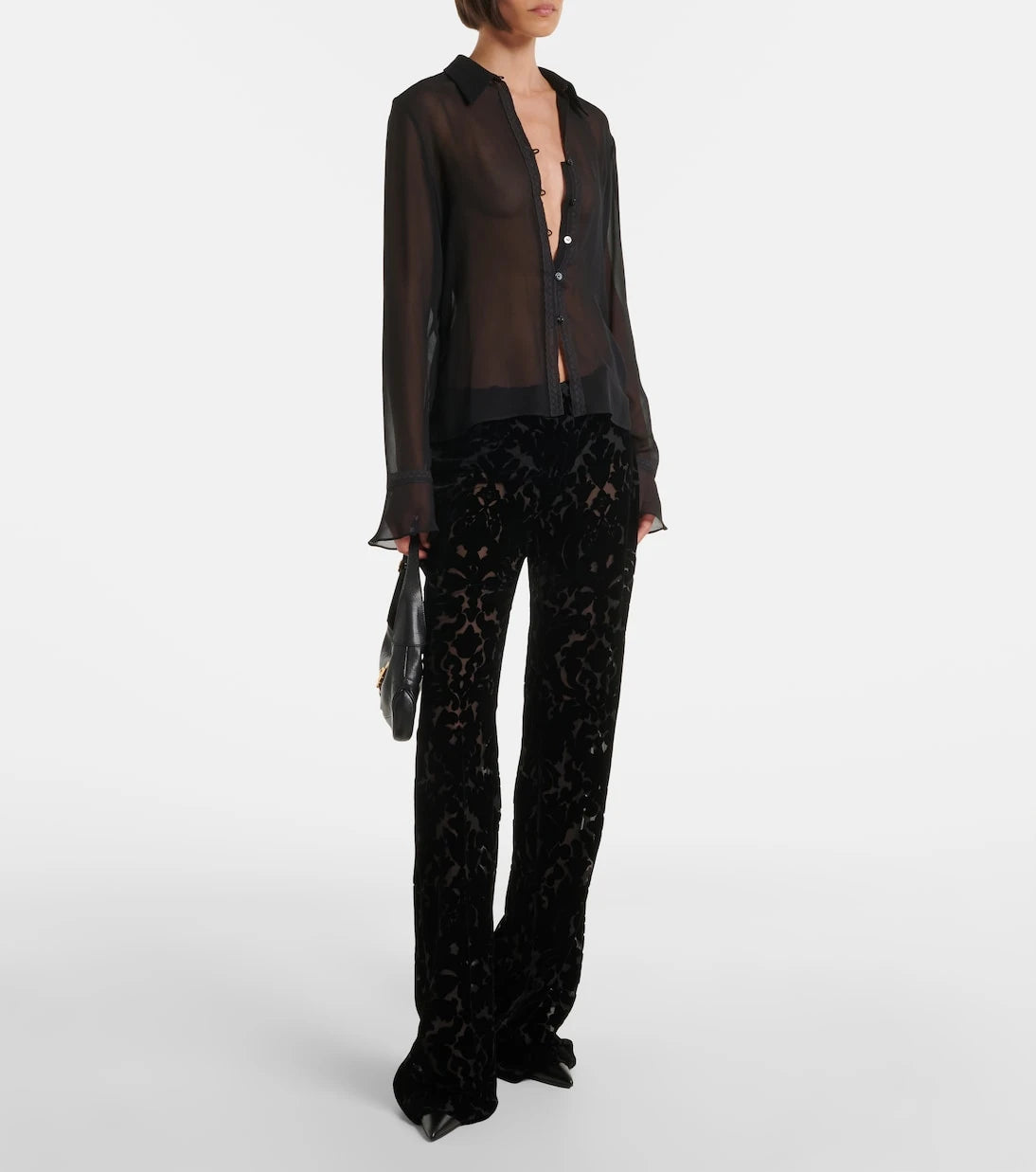 Gucci - Floral devoré velour straight pants