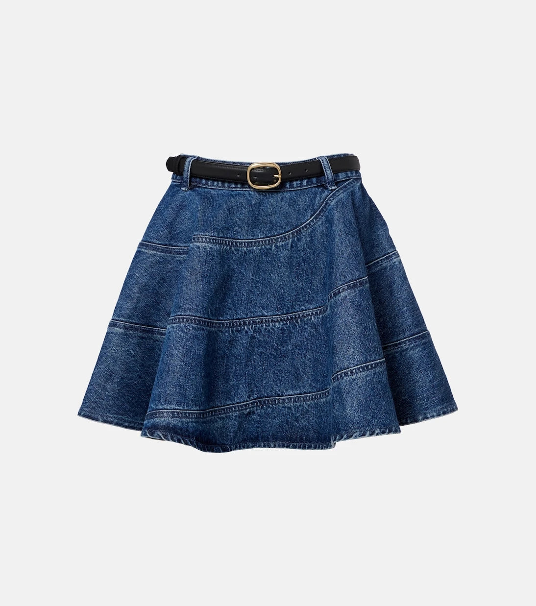 Self-Portrait - Belted denim miniskirt