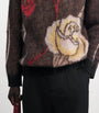 AMIRI Black Mohair-Wool-Blend Floral Sweater