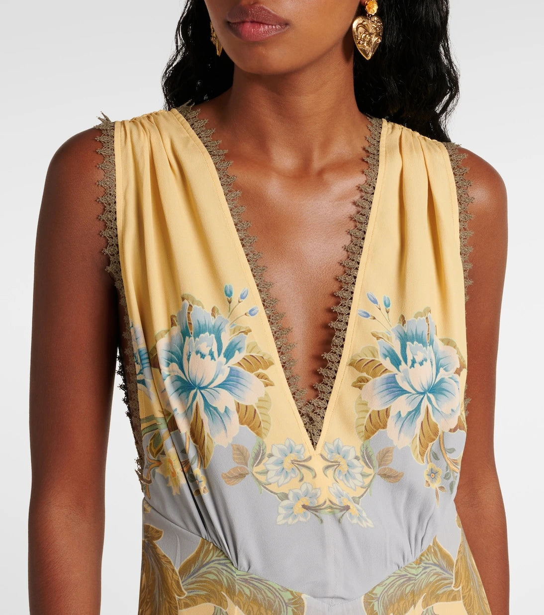 Etro - Floral crêpe de chine maxi dress
