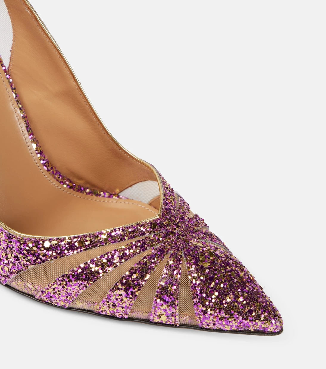 Aquazzura - The Spy 105 glitter mesh pumps