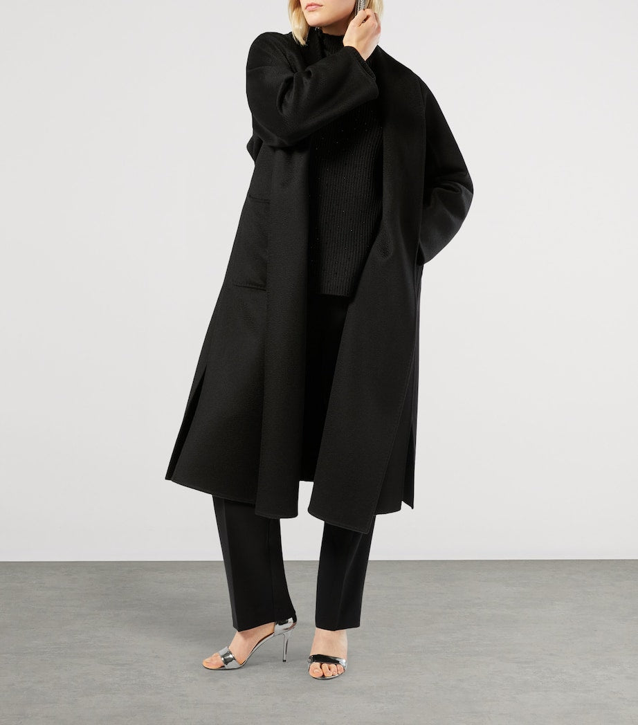 Marina Rinaldi Black Cashmere Longline Wrap Coat