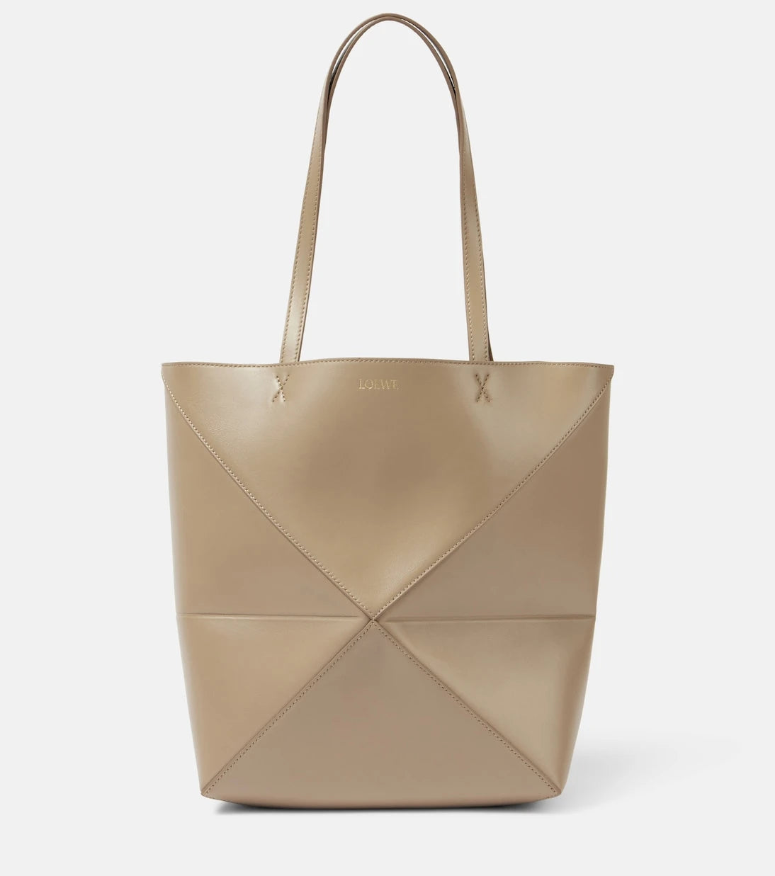 Loewe - حقيبة توت جلدية Puzzle Fold متوسطة الحجم
