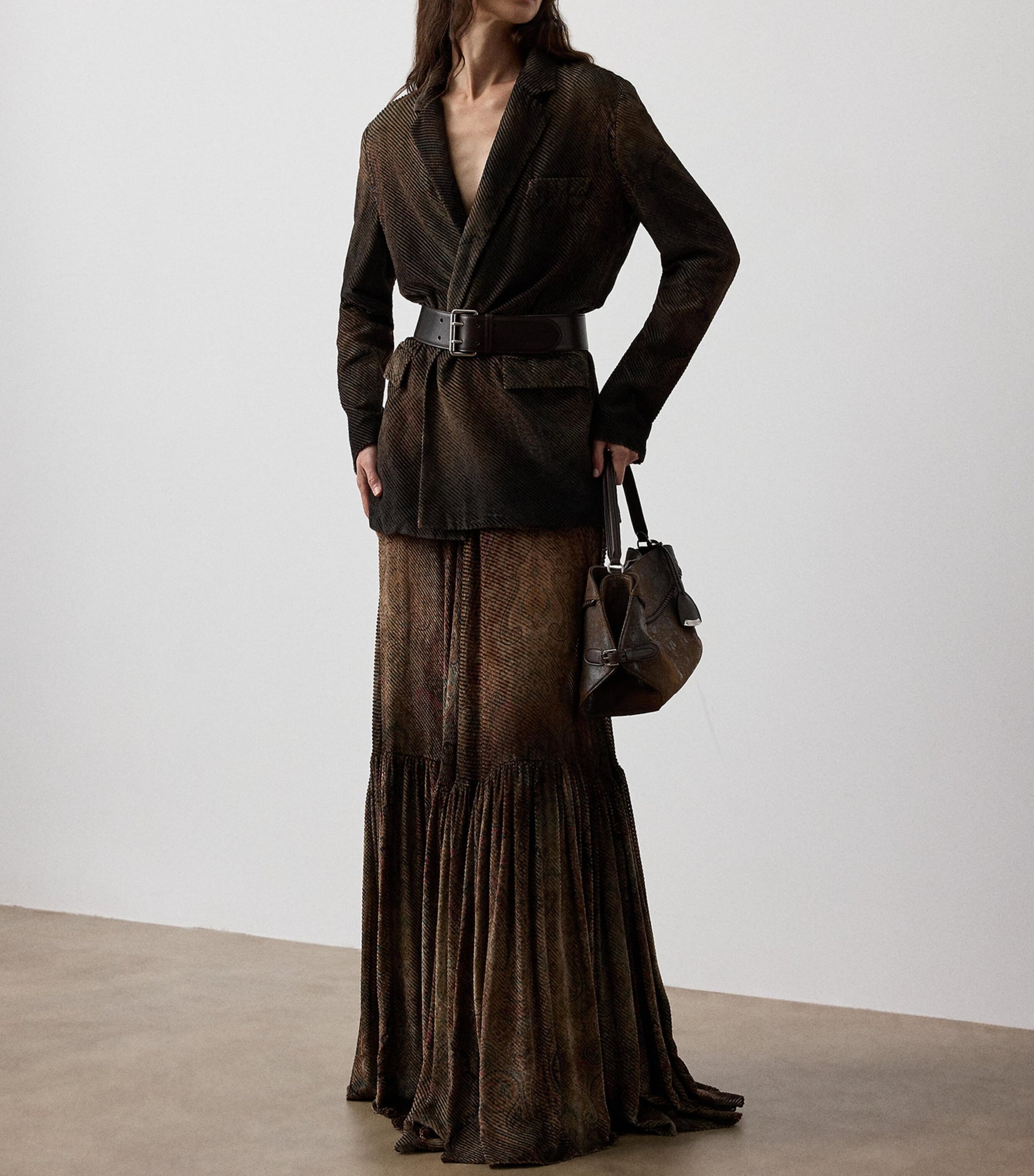 Ralph Lauren Collection Brown Velvet Devoré Lilianna Jacket