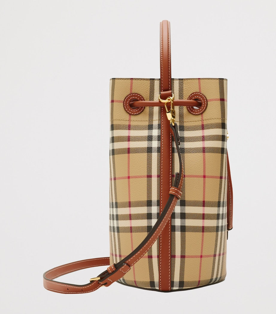 Brown Small Check Monogram Bucket Bag