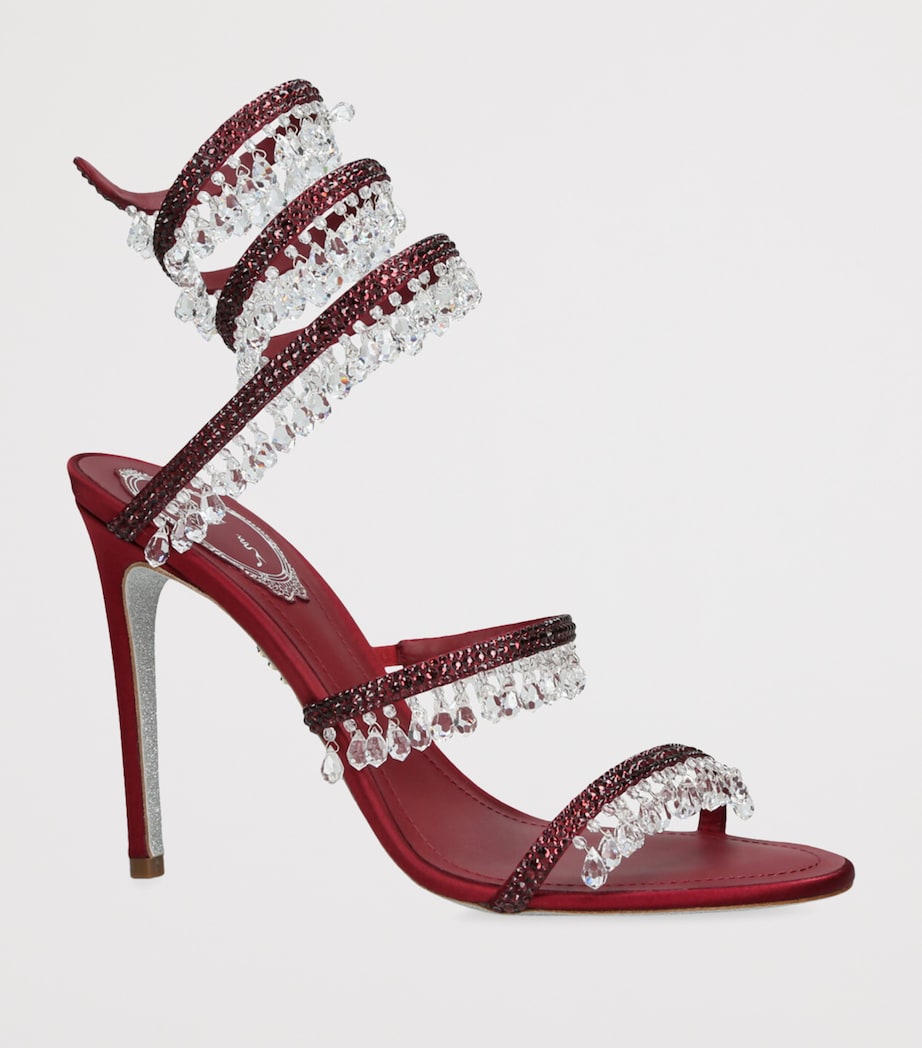 Burgundy Satin Chandelier Heeled Sandals 105
