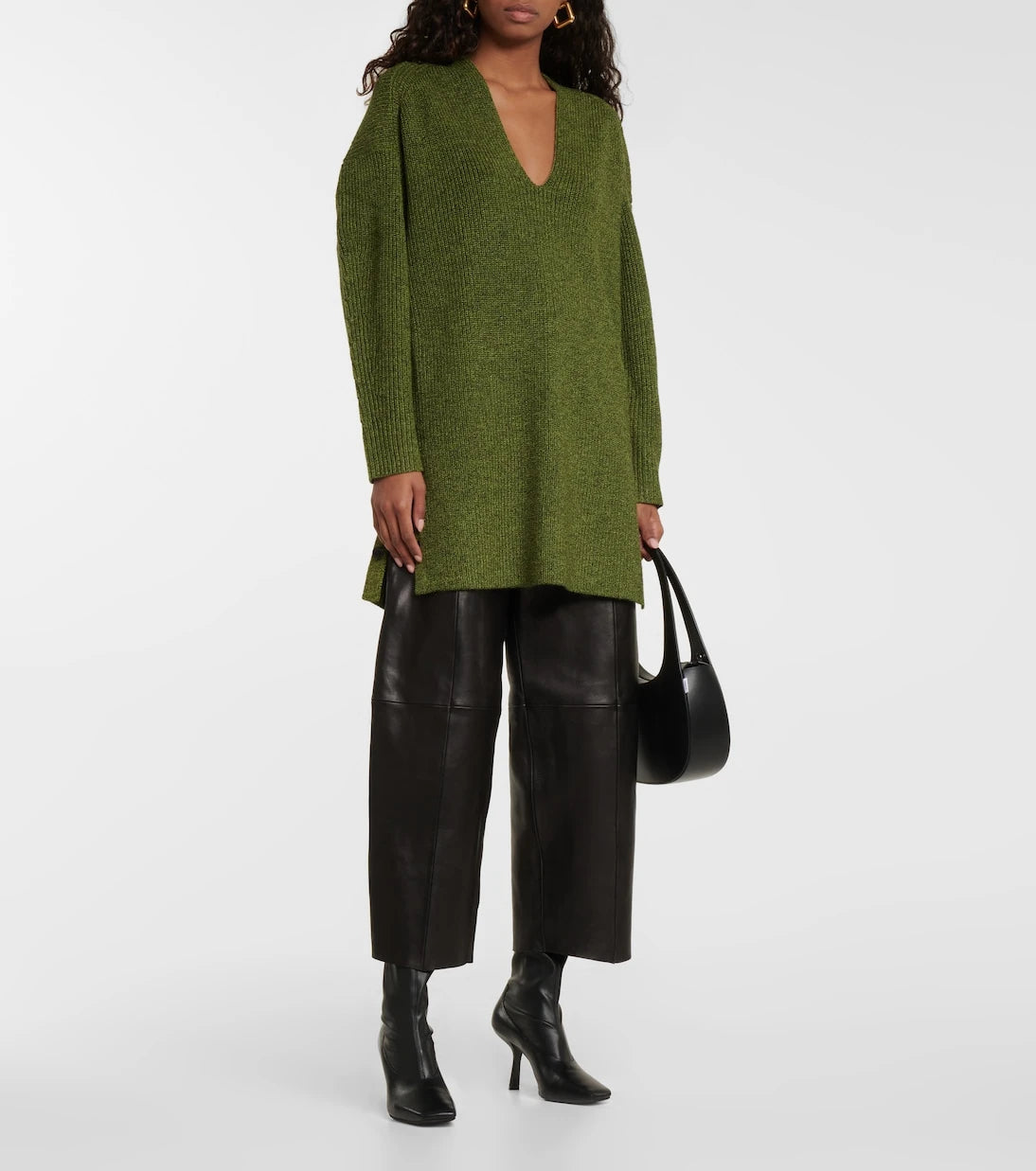 Proenza Schouler - سترة صوفية محبوكة بياقة مضلعة من مجموعة White Label