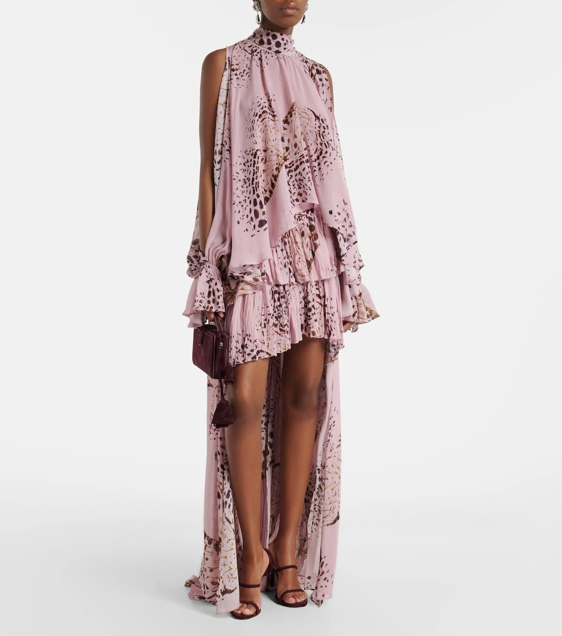 Blumarine - تنورة ماكسي غير متماثلة من الشيفون المطبوع