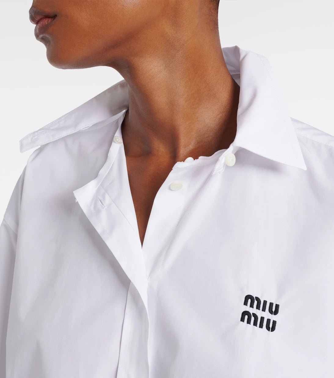 Miu Miu - قميص قصير من نسيج البوبلين القطني