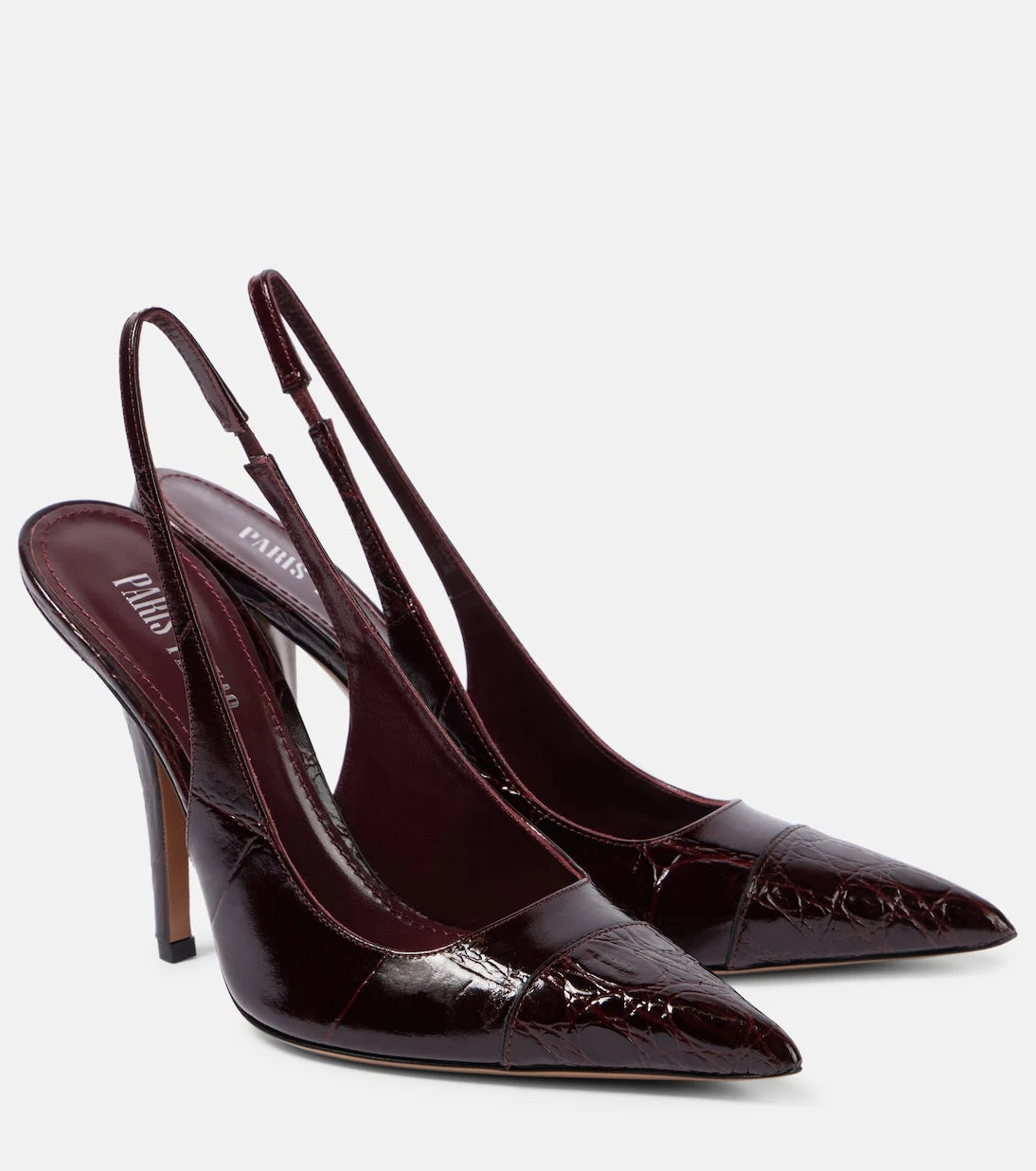 Paris Texas - Miranda 105 croc-effect leather slingback pumps