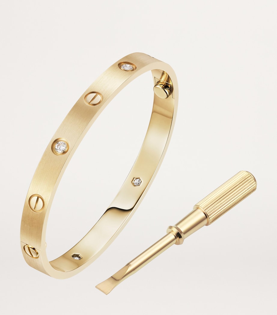 Cartier Yellow Gold and Diamond Brushed Love Bangle