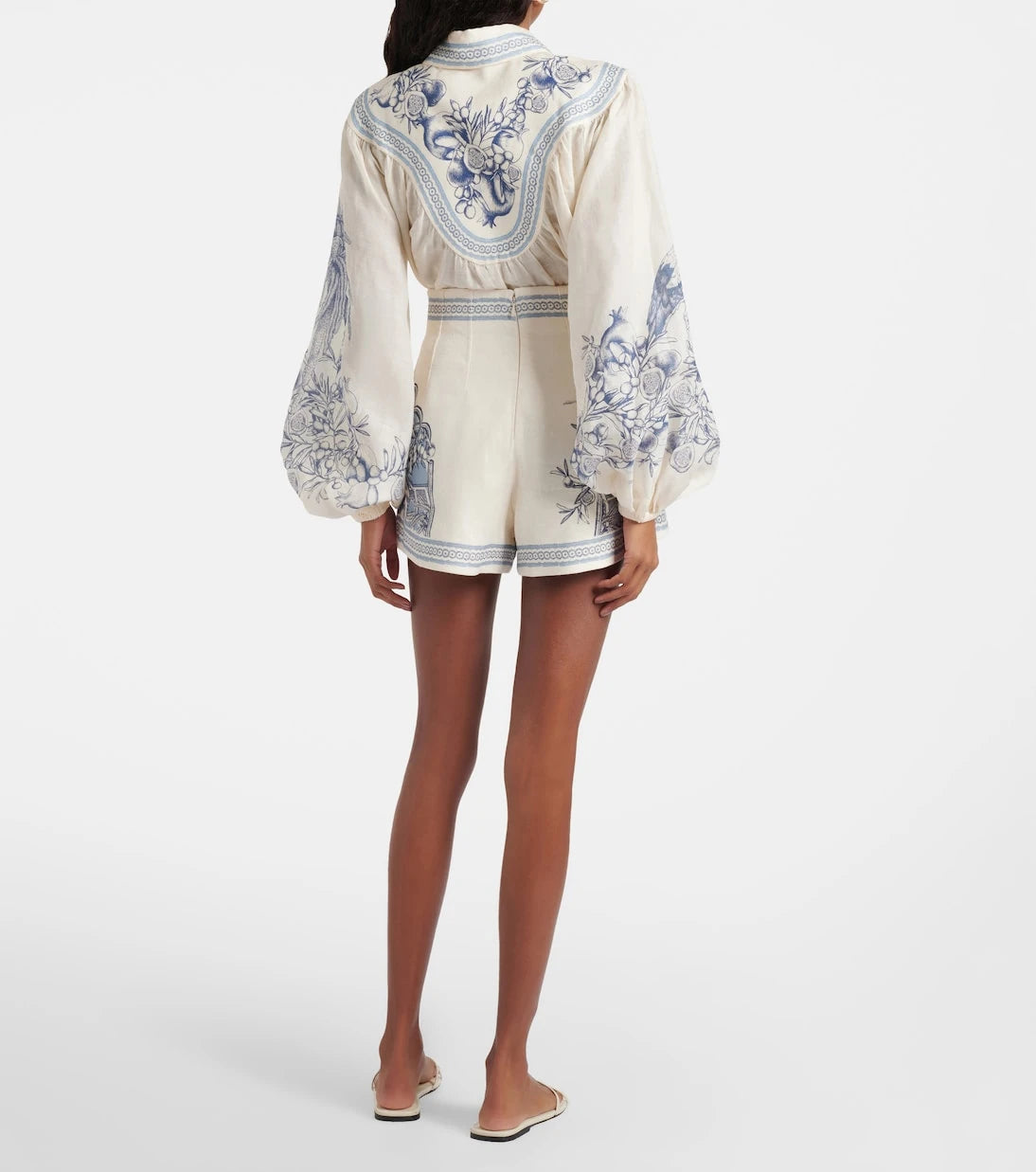 Alémais - Villa Romantica printed linen Bermuda shorts