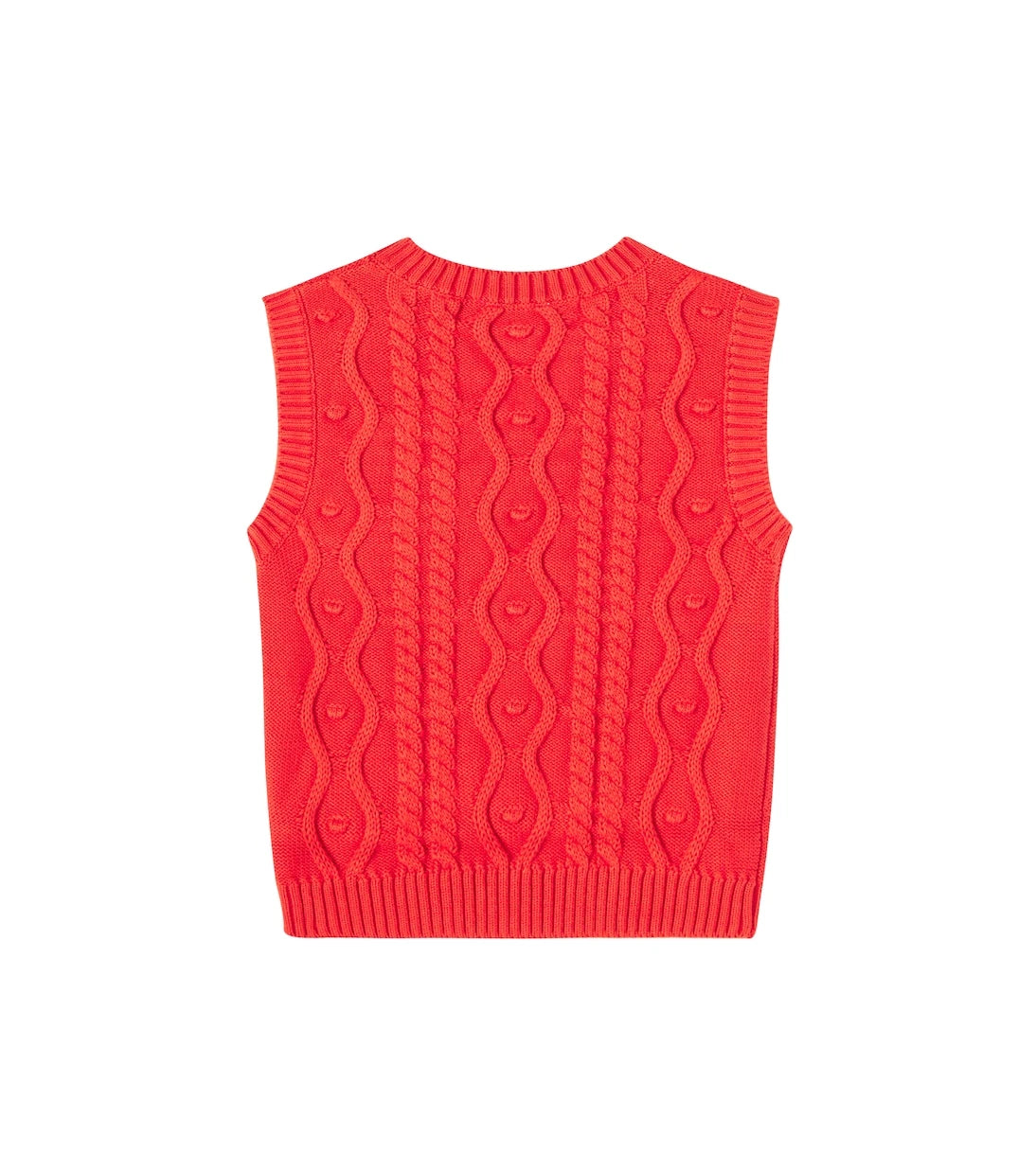 Mini Rodini - Panda cable-knit cotton vest